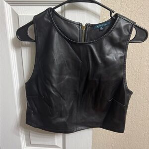ASOS Black Faux Leather Cropped Tank